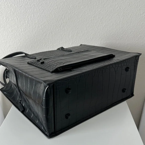 BEIS Black Croc-Embossed Work Tote - Picture 6 of 7